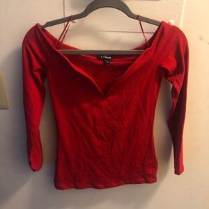 Express Red Off The Shoulder Deep V-Neck Top NWOT